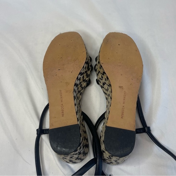 REBECCA MINKOFF Black Platform Jute Wrapped Strap Ankle Strap Josefia Wedge 8.5 - Picture 8 of 8